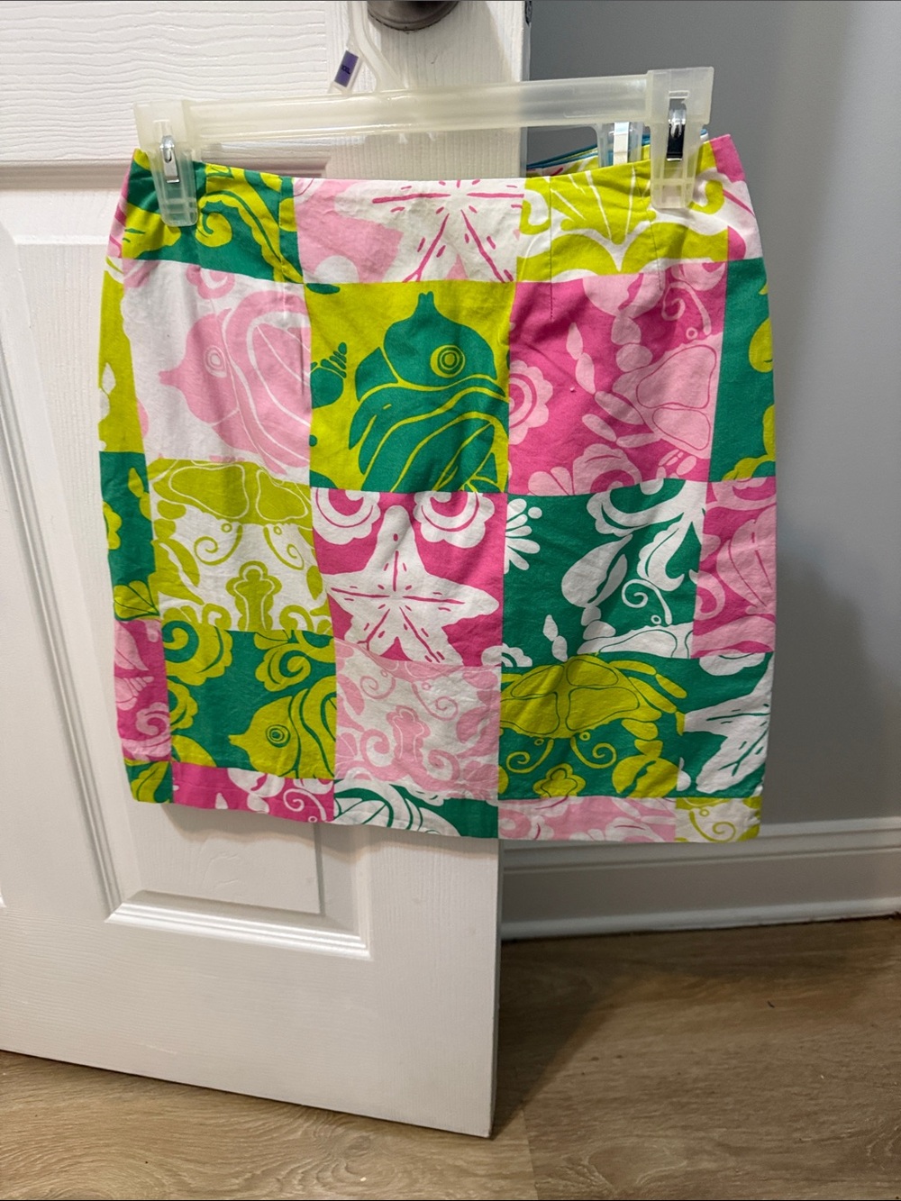 Lilly Pulitzer Pink, Green & Yellow Patchwork Mini Skirt